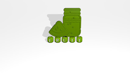 FRUIT 3D icon over cubic letters - 3D illustration for background and food