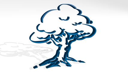 tree 3D icon casting shadow - 3D illustration for background and christmas