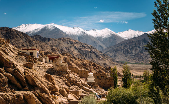 India, Ladakh, Leh, Buddhist monastery in Himalayas