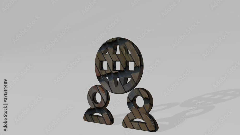 Poster network users 3d icon standing on the floor - 3d illustration for concept and background