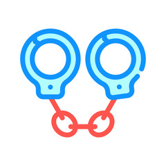 handcuffs police tool color icon vector illustration