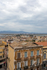 Fototapeta na wymiar View of Cagliari on a cloudy summer day
