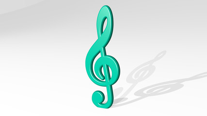 music key 3D icon casting shadow - 3D illustration for background and design
