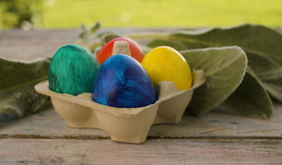 Obraz na płótnie Canvas Multicolored painted Easter eggs