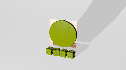 3D illustration of HAND graphics and text made by metallic dice letters for the related meanings of the concept and presentations for background and drawn