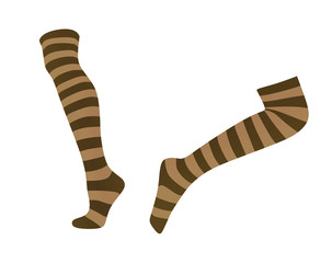 Striped long socks. vector illustration