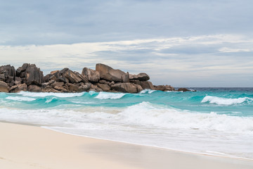 Fototapeta na wymiar Grand Anse Beach on Praslin Island in Seychelles