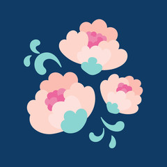 Flower ornament isolated on a blue background. Abstract vector illustration.