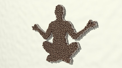 man doing yoga 3D drawing icon - 3D illustration for woman and exercise