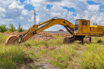 Heavy Power Bulldozer work on a building site