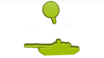 targeting military tank 3D icon casting shadow - 3D illustration for business and concept