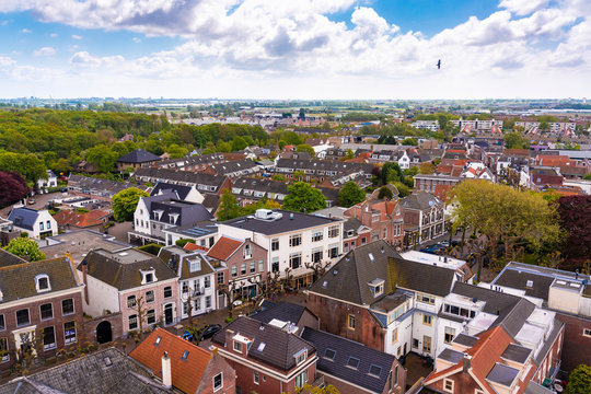 Netherlands, South Holland, Noordwijk, Aerial view of town houses