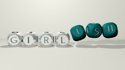 GIRLISH dancing cubic letters - 3D illustration for background and beautiful