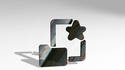 FOLDER FILE STAR 3D icon standing on the floor - 3D illustration for business and background