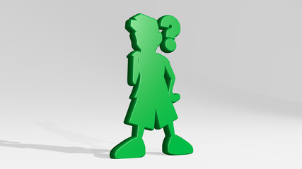 kid 3D icon casting shadow - 3D illustration for child and girl