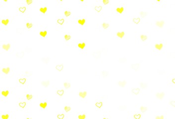 Light Yellow vector background with Shining hearts.