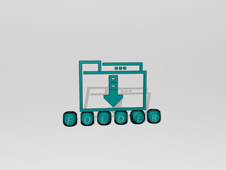 Fototapeta premium folder 3D icon over cubic letters - 3D illustration for business and background