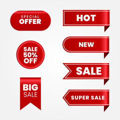 set of red sale labels