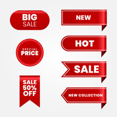 set of red sale labels