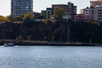 A city ferry sailing on Brisbane river