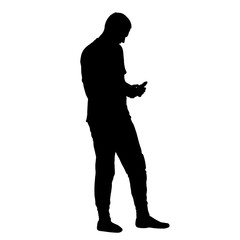Silhouette of a walking man on a white background