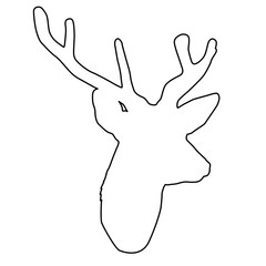 Silhouette deer with great antler on white background