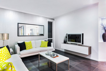 Interior view of a living room in new luxury home