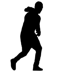 Black silhouette man standing, people on white background