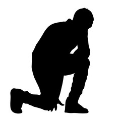 Black silhouette man standing, people on white background