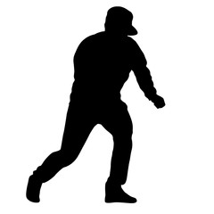 Black silhouette man standing, people on white background