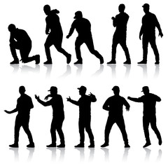 Silhouette Group of People Standing on White Background © Arrows