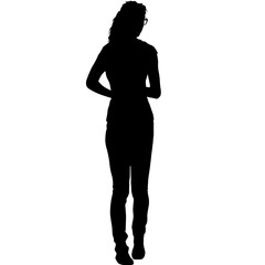 Silhouette of a walking girl on a white background