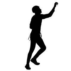Black silhouette rock climber on white background