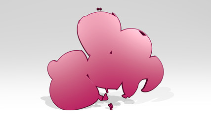 BALLOONS 3D icon casting shadow - 3D illustration for background and birthday