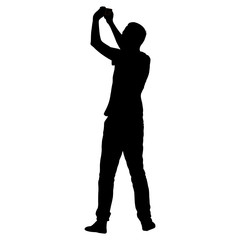 Silhouette of a walking man on a white background