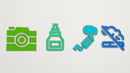 smoke 4 icons set - 3D illustration for background and abstract