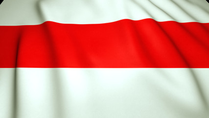 Waving realistic red and white flag, symbol of protests in Belarus, 3d illustration