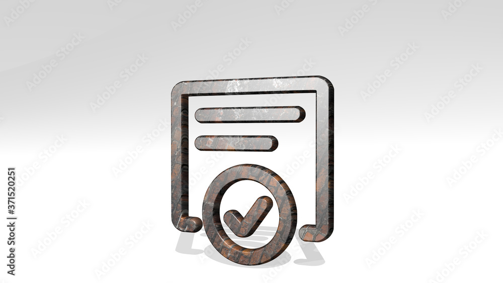 Poster ui webpage check 3d icon standing on the floor - 3d illustration for design and ux
