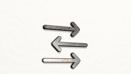 DATA TRANSFER THREE BACK FORTH BACK 3D icon on the wall - 3D illustration for business and concept