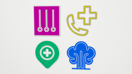 healthcare and medical colorful set of icons - 3D illustration