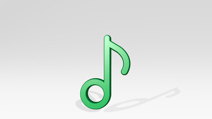 music note 3D icon casting shadow - 3D illustration for background and design