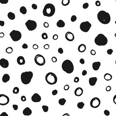 Hand drawn circles seamless pattern. Random dots loop texture background.