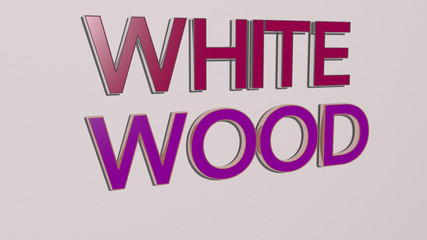 Fototapeta premium WHITE WOOD text on the wall - 3D illustration for background and isolated