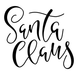Santa Claus black text isolated on white background - vector illustration.