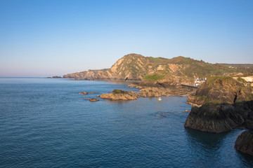 Fototapeta premium View from the Capstone Hill towards Beacon Point, Ilfracombe, Devon, UK