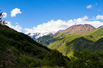 Mountains landscape and view in Khazbegi, Georgia