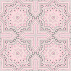 Luxury italian maiolica tile seamless ornament. Ethnic geometric vector patchwork. Fabric print design. Classic italian mayolica tilework endless pattern. Geometric shapes wallpaper.