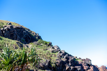 Rocky mountain hills and blue sky