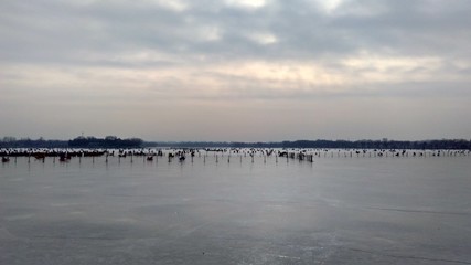 Frozen lake in summer palace