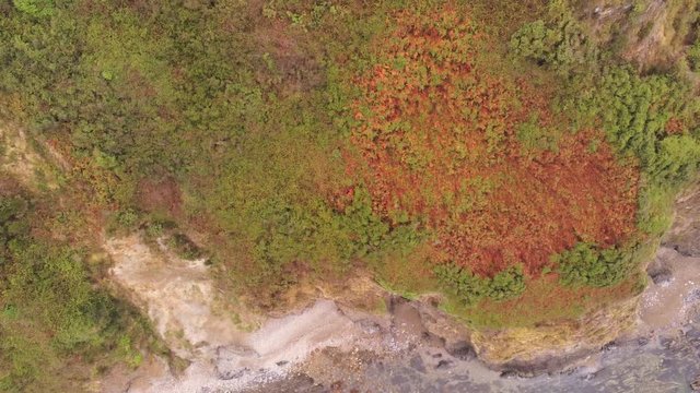 Asturias. Beautiful coastal landscape in Cadavedo. Spain. Aerial Drone Footage 